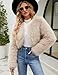 Gihuo Women's Winter Cropped Faux Fur Coat Long Sleeve Open Front Cardigan Fleece Jackets Shaggy Parka Outerwear(Apricot-L)