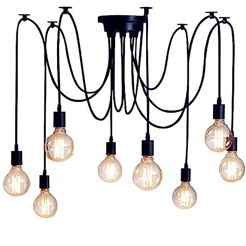 Lámpara techo ajustable araña vintage negra E27 clásica creativa