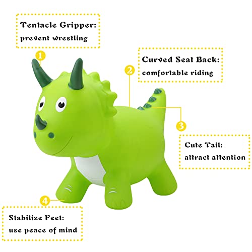 Bouncy Horse For Kids,Bouncy Animals Triceratop Hopper For Toddlers,Kids Dinosaur Bouncy Toys Animal Hopper,Ride On Hopping Toy,Outdoor Indoor Jumping Horse Birthday Gift For Kids,With Pump #TOP3