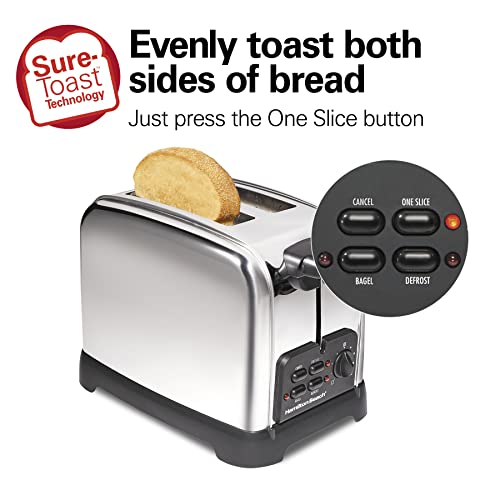 Hamilton Beach Retro Toaster with Wide Slots, Sure-Toast Technology, Bagel & Defrost Settings, Auto Boost to Lift Smaller Breads, 2 Slice, Polished Stainless Steel (22782) by Hamilton Beach - Image 2