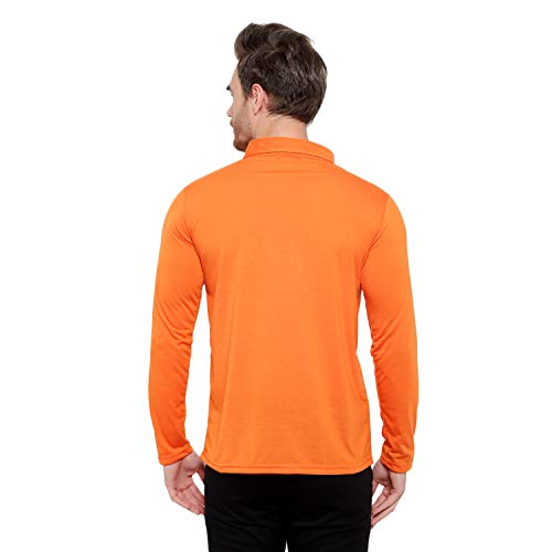 Image of Men's Cotton Blend Full Sleeve Zip Neck Polo T-Shirt (Pack of 1)