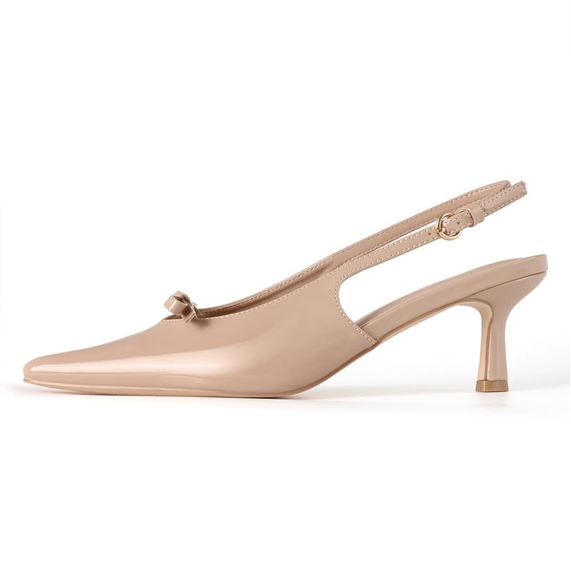 Image of MAVMAX Slingback Heels for Women Kitten Heels with Bow Pointed Close Toe Pumps Dress Party Heeled Sexy Wedding Shoes