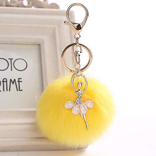 Preisvergleich Produktbild MENGYUE Auto Schlüsselbund Frauen Schlüsselbund 8cm Pelz Pom Pom Schlüsselanhänger Faux Kaninchen Haar Glühbirne Tasche Auto Ornamente Fox Fur Ball Anhänger Schlüsselring