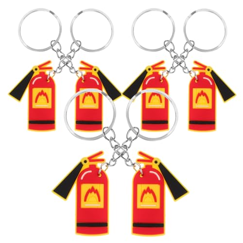 DEARMAMY 6 Piezas Llavero Extintor Ser Fiesta Bombero Palo De Luz Él Portalápices Para Cordón Señal De Extintor De Incendios Cordón Retráctil Extensible Dulce Pegamento Suave De Pvc Rojo