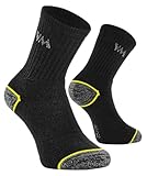 VM FOOTWEAR/Baumwoll-Polyester-Socken/Gr. 43-46/3 Paar/Arbeitssocken Herren/Funktionssocken/Work Socks/Socken Arbeit/Atmungsaktiv/Wandersocken/Berufssocken/Premium Qualität/Schwarz-Grau