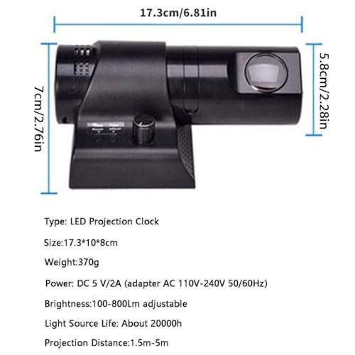 Horloge de projection LED multicolore avec lecture de l'heure facile - 6