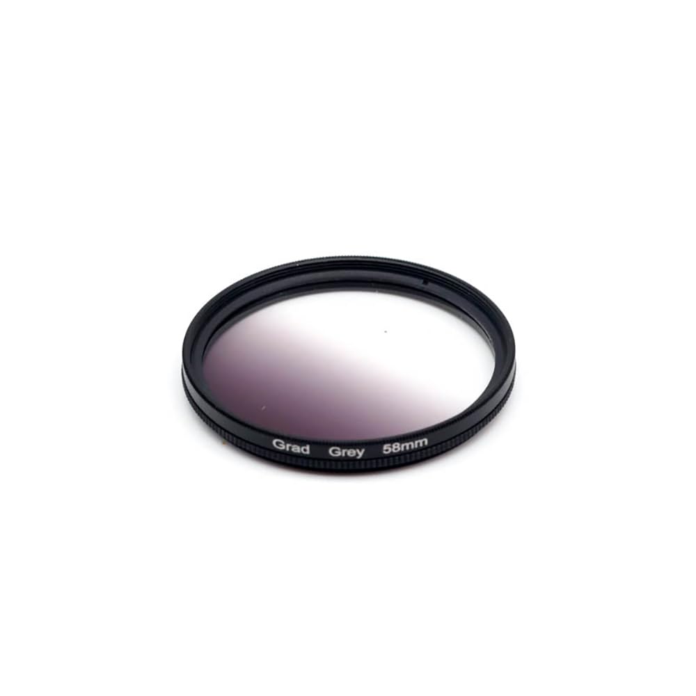 Filtro graduato universale – compatibile con obiettivi della fotocamera con filettatura filtro 37/40.5/43/46/49/52/55/58/62/67/72/77/82 mm per fotografia di paesaggio e architettura (58 mm, grigio)