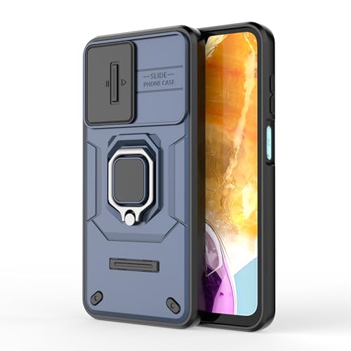 Image of Thermoplastic Polyurethane Camshield Pro Case With Slide Camera Protection And Ring Stand Bumper Back Case Cover For Samsung Galaxy M15 5G / F15 5G (Blue)