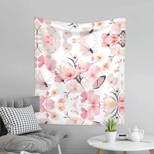 Nappe murale imprimé fleurs roses grand format 152x129 cm