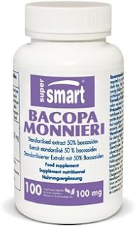 Supersmart MrSmart - Ayurveda- Bacopa monnieri Natural Bacopa Leaf Extract Helps Combat Stress and Improve Learning. 100 mg, 100 Capsules.