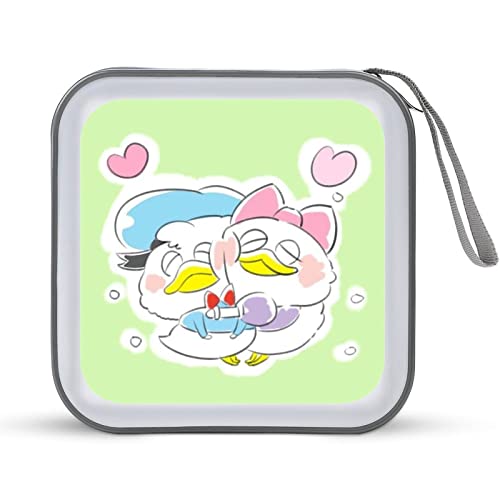 ドナルドダック CDケース プラケース スリム BD DVDケース 大容量 40枚収納 ディスク収納ケース 小型 持ち運び便利 可愛い 男女兼用 旅行 自宅用 セミハード ファスナー付