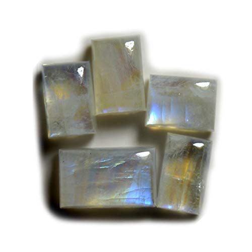 Pierre de lune arc-en-ciel lot de 5 gemmes Chandrakanta rectangulaires de 10 à 30 carats