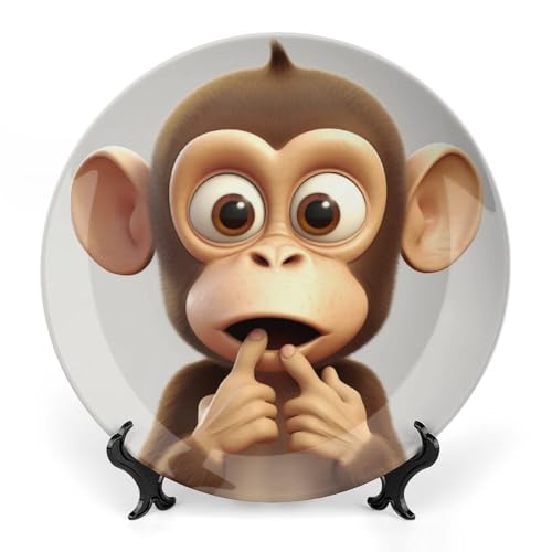 Plato decorativo The Silent Monkey de porcelana de 6 pulgadas miniatura 1