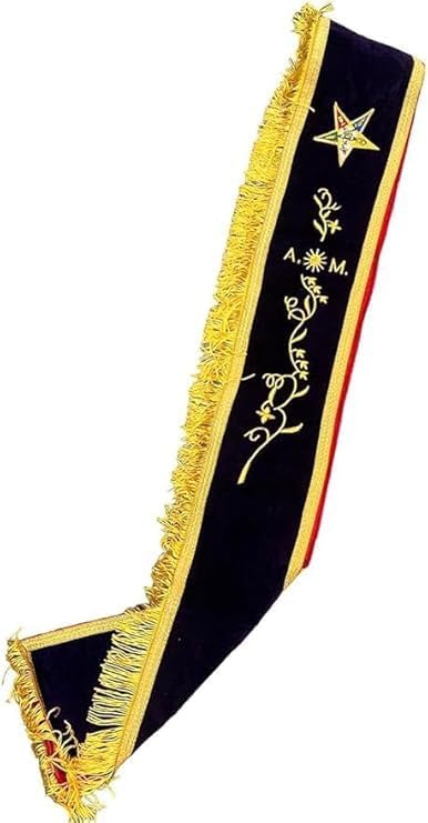 Masonic Regalia Associate Matron AM Embroidered A.M sash OES Order Of Easter Star O.E.S Masonic Purple Velvet, Large