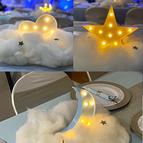 Zuovaov Stars, Moon And Clouds Logo Night Light, Cute Baby Room Decoration Night Light, Party Party Shiny Decorative Ornament. (White （Star + Moon + Cloud）) #TOP2