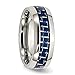 Chisel Stainless Steel Blue Carbon Fiber Inlay Polished Band Ring SR269