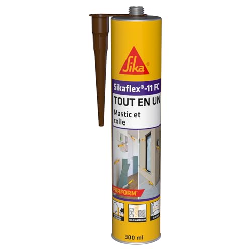 SIKA - Mastic joint et colle multi-usages - Sikaflex 11 FC Purform Marron - Tout en un - Multisupports - Intérieur et extérieur - Idéal travaux de bricolage - Durcit rapidement - 300 ml
