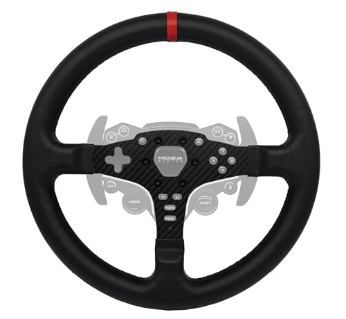 SIMPUSH 13-Inch (33cm) Carbon Fiber & Leather Steering Wheel MOD Compatible with MOZA R5 ES R3 ESX- Upgrade Your Sim Racing Experience