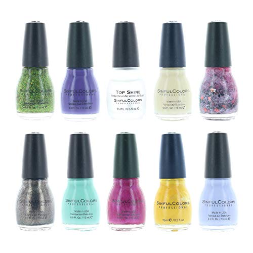 Sinful Colors Finger Nail Polish Color Lacquer Set 10-Piece Collection (Night)