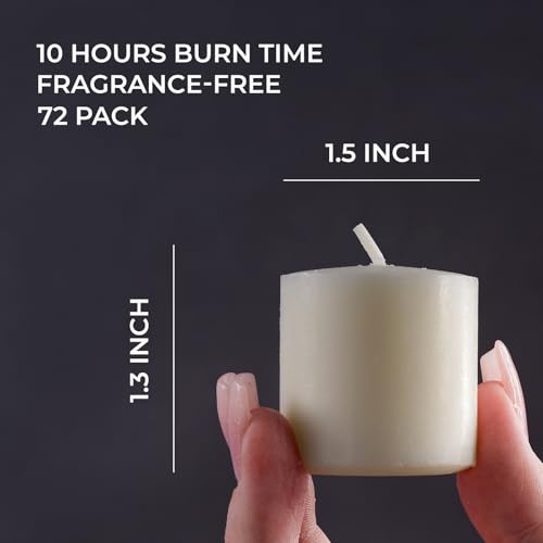 Image of CANDWAX Ivory Votive Candles Pack of 72 - Unscented Smokeless Long Lasting Small Candle Set - Ideal for Home Decor, Spa, Special Occasions, Dinners and Parties - Votive Ivory Candles Bulk