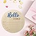 Baby Announcement Sign, ​5.9 Inch Wooden Hello World Newborn Signs, Birth Announcement Sign, Baby Shower Hospital Nursery for Newborn Boys and Girls… (Blue)