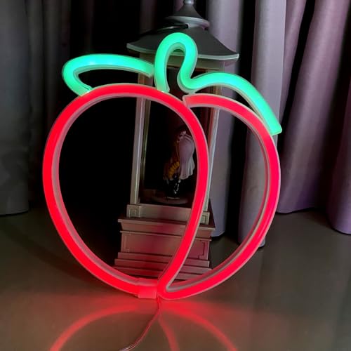 Image of Peach Neon Light Sign Handmade Lamp for Wall Room Party Home Bar Art Christmas Bedroom Table Wedding Party Desktop Decoration Teen Kids Birthday Holiday Gift USB Powered(Red Peach)