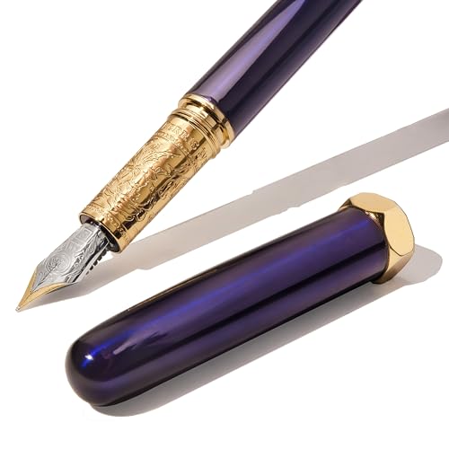 Image of Ferris Wheel Press , Bijou Fountain Pen, Moonbeam Meadows, Double Gold Plated, Sapphire Lacquer Finish, Two-Tone Steel Nib, Fine Nib