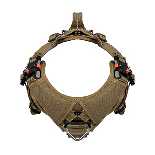 Icefang Gn8 Quick-Moving Tactical Dog Harness With Handle ,Reflective Pet Vest,No-Pull Front Lead ,5-Points Adjustable,Hook And Loop Panel For Patch (Medium (Pack Of 1), Elite Brown) #TOP4