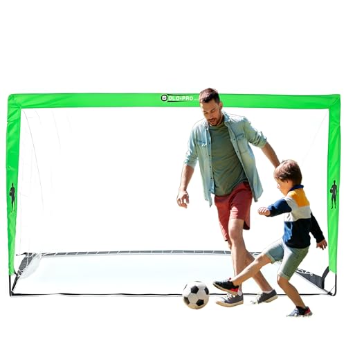Solo-Pro Pop up Football 6FT X 3.6 FT Goal Net Post for Kids Adults Garden Football Training Steel, Fibreglass Rod Flexi-frame (fluorescent green)