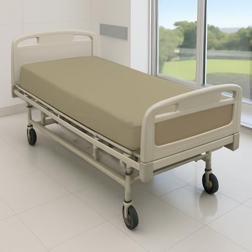 4 Pack Microfiber Fitted Hospital Bed Sheets (Beige, 36" x 80" x 8")