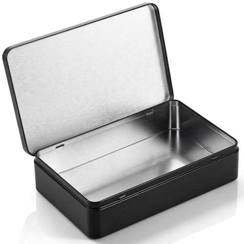 Image of Hotop 8.5 x 5.3 x 1.9 Inch Metal Tins with Lid Storage Box, Black, 1 Pack