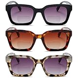 NaNaKo 3 Pack Bifocal Reading Sunglasses for Women, Spring Hinge Sun Reader with UV Protection (C1,+