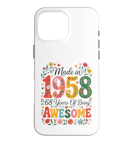 68 Year Old Made in 1958 Retro Floral 68th Birthday Women �X�}�z�P�[�X iPhone 16 Pro Max �p
