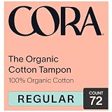 Cora Organic Applicator Tampons | Regular Absorbency | 100% Organic Cotton, Unscented, Plant-Based C