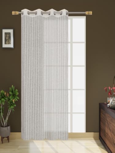 Image of Exporthub Sheer Linen Cotton Curtains for Window 5 Feet Set of 1 Pc, Cream - Light Filtering Breathable Fabric Drapes for Living Room & Bedroom (EHSPR054 54 1)