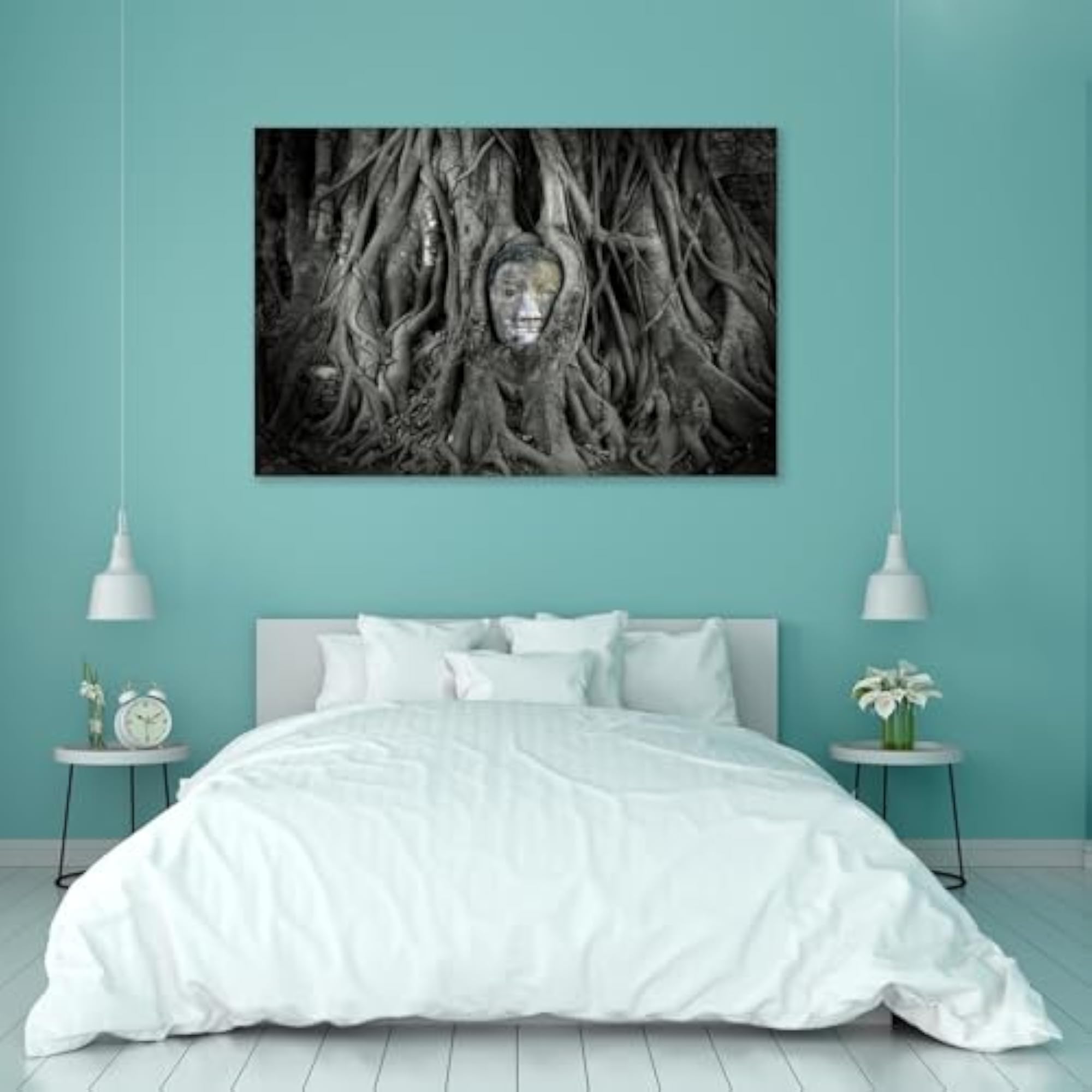 Buddha in Tree Roots Wall Sticker for Home Decoration