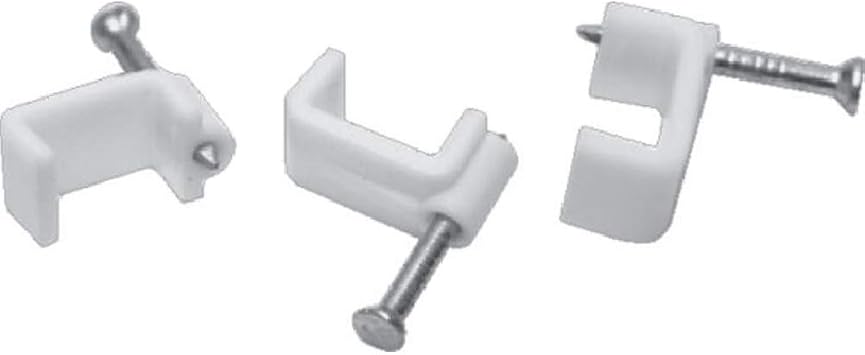 200pcs 6mm Cable Clips Flat Ethernet Cable Wire Clips Single Coaxial Cable Clamp with Steel Nails Best for Ethernet Cable Management 6mm