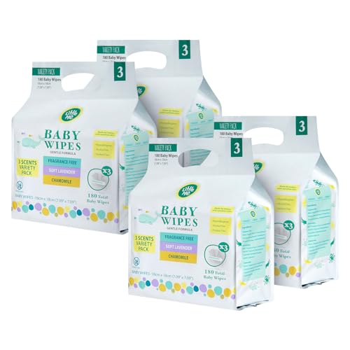 Image of Little Me Baby Wipes Variety Pack - Lavender, Fragrance-Free, Chamomile - Hypoallergenic, Alcohol-Free, Paraben-Free and 3X Cleaning Power - 720 Count