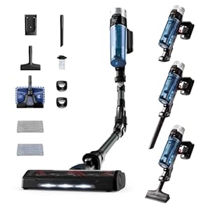 Rowenta RH20C2 X-Force Flex 9.60 Allergy Aqua Cordless Stick Vacuum Cleaner | 100 Air Watt | Removable Battery | Up to 45 Minutes Running Time | Compact | Flex Joint | LED Nozzle | Blue/Black