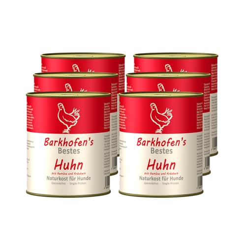 Barkhofen Tiernahrung Nassfutter für Ihren Hund 6X 800 g – Hundefutter nass & getreidefrei mit Huhn – Hunde Futter ohne Getreide