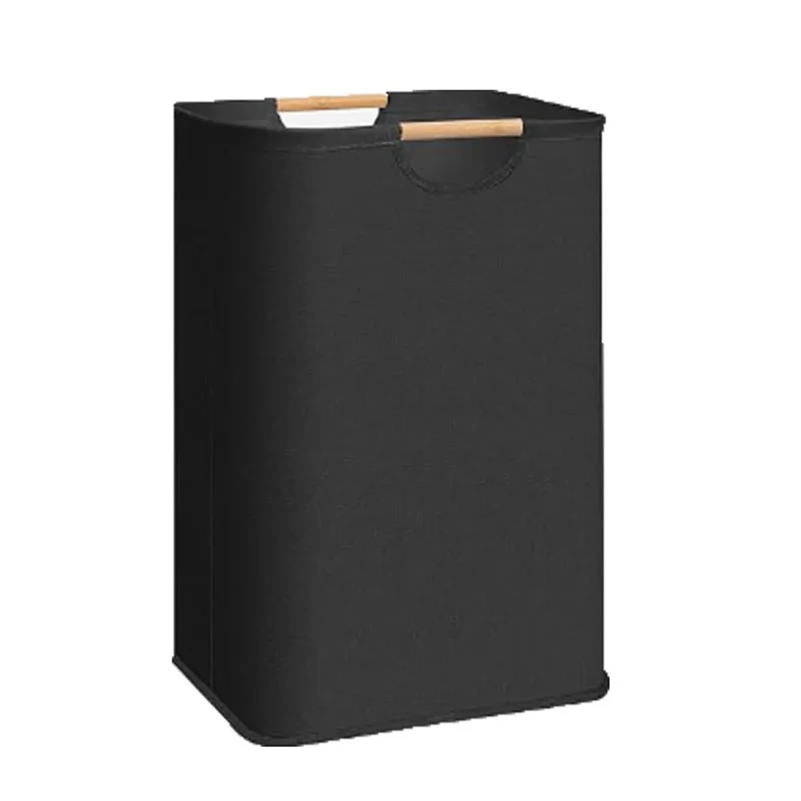Large Laundry Hamper With Handles Freestanding Tall Dirty Clothes Basket For Bedroom Bathroom Dorm Baskets(Black)