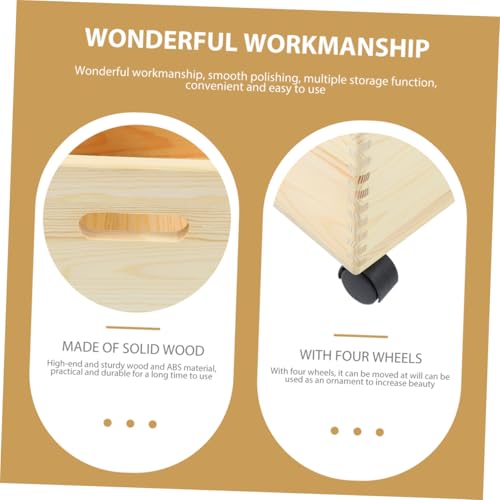 Boîte de rangement en bois à roulettes grand volume pour la maison