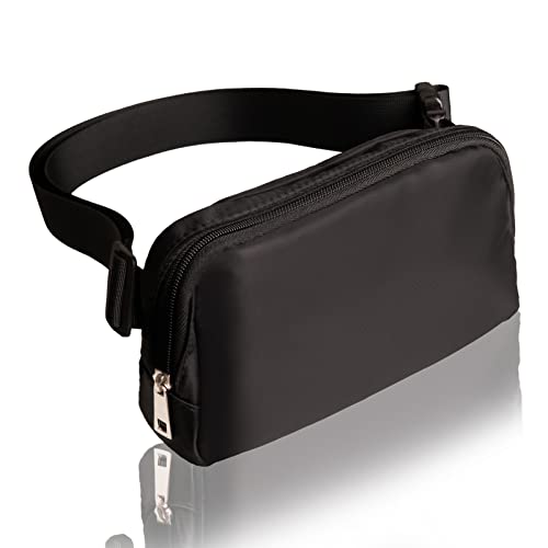 Bauchtasche, Mode wasserdichte Hüfttasche, Herren-Damen-Gürteltasche, Brusttasche, Verstellbarer Hüftgurt, 2 Reißverschlusstaschen, Geeignet für Sport, Reisen, Einkaufen (Schwarz) Cover