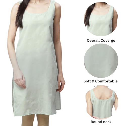 Image of Women's Sleeveless Cotton Inner Slip Dress Round Neck Soft Comfortable Fit Full Length Camisole Innerwear Summer top Undergarment for Girls