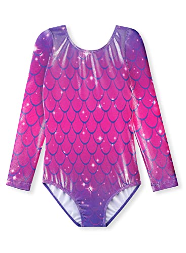 HOZIY Long Sleeve Leotards for Girls Gymnastics Kids Toddler Tumbling Outfits Floral Unicorn Galaxy Rainbow Stripe Pattern