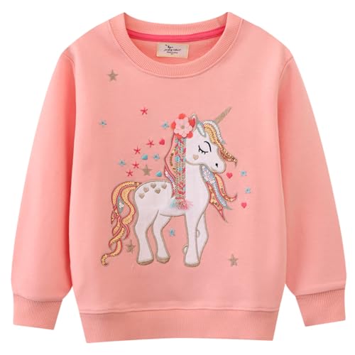 Mrocioa Toddler Girls Sweatshirt Crewneck Hoodies Long Sleeve Fall Winter T-Shirt Kids Cotton Tops