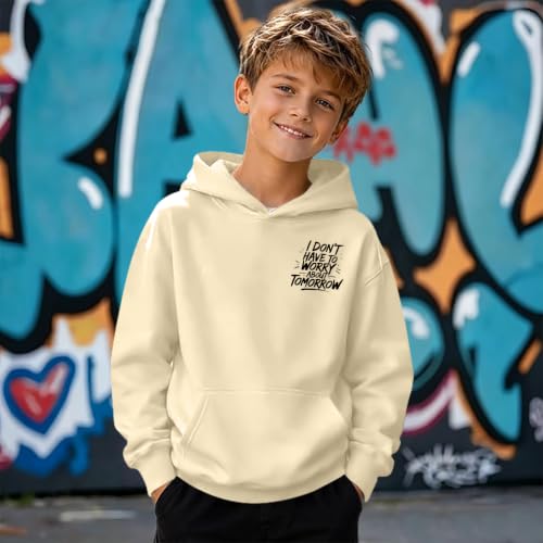 HOTHYPOP Boys Christian Inspirational Faith Graphic Pullover Hoodie Apricot | Bible Verse Sweatshirt, Religious Jesus Graphic Print Hoodies, Inspirational Slogan Tops, Ideal For Church Services - image 2