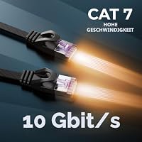deleyCON 15m Flaches Cat7 Netzwerkkabel RJ45 10 Gbit/s LAN - Schwarz – Ansicht 3