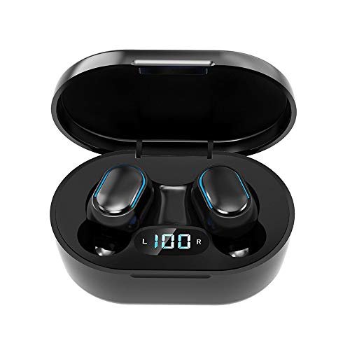 TFixol E7S TWS Earphones Wirel Earbuds BT 5.0 Headphones with Microphone in-Ear Headphones with Power Display Deep Bass Noise Canceling Technology One Button Control Long Playtime for Sports Black