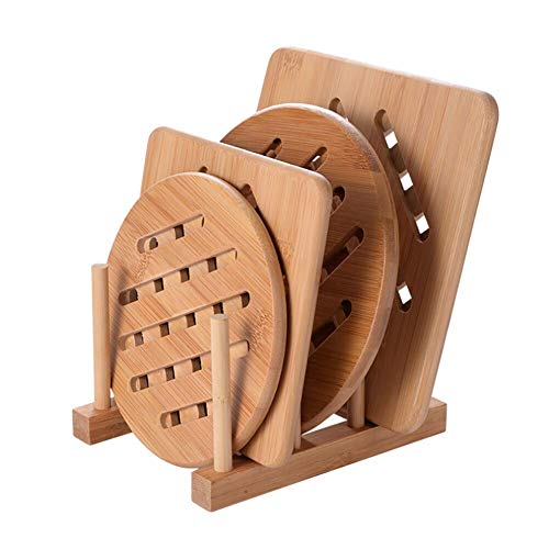 Pack De 4 Posavasos De Bambú - 2 Redondos Y 2 Cuadrados, Antideslizantes Y Resistentes Al Calor